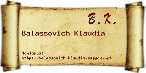 Balassovich Klaudia névjegykártya